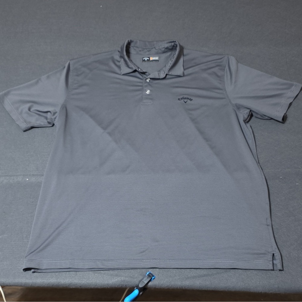 Callaway Opti-Dri Men's Gray Striped Golf Polo Shirt XXL Moisture Wicking